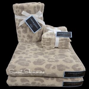 8pc Cynthia Rowley Leopard Cheetah Animal Print Bath Hand Washcloth Towel Set